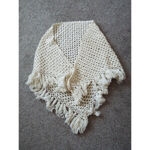 #23 - Crochet Shawl Ivory 39"L